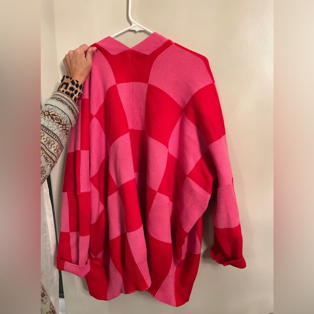 Dressed in lala Love You Oversized Checkerboard Cardigan